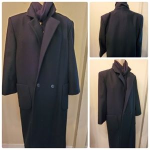 P.L.C. Men's Black Wool Overcoat Pea Coat